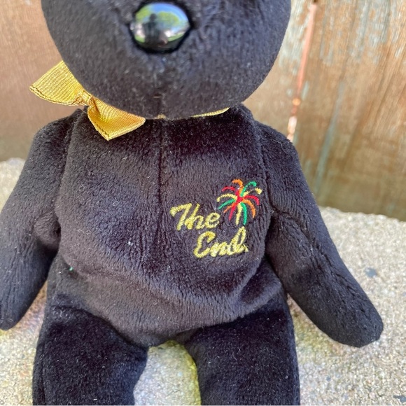 TY The End Beanie Baby Y2K 1999 Black‎ Plush Bear Toy Stuffed Animal - Picture 2 of 4